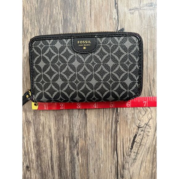 Fossil Key-Per Fabric Quilted Crossbody Bag Black Brown & Wallet - Picture 7 of 14